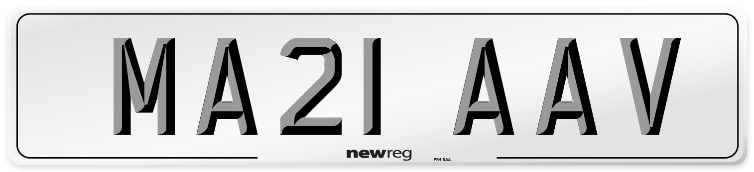 MA21 AAV Number Plate from New Reg